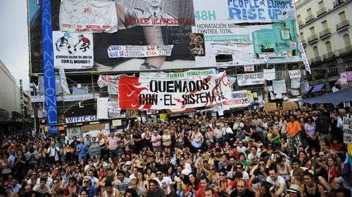 Протесты против неолиберальной политики в Мадриде, май 2011 года