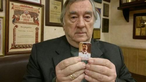 Александр Проханов с личной иконой Сталина